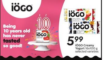 Sobeys Iögo creamy yogurt offer