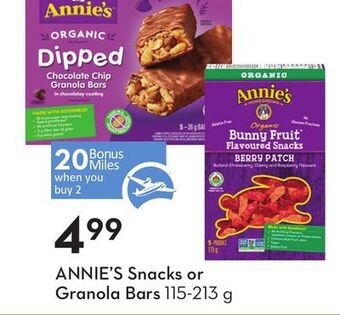Sobeys Annie's snacks or granola bars - 20 air miles® bonus miles offer