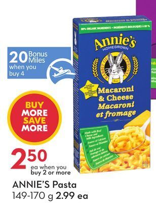 Sobeys Annie's pasta - 20 air miles® bonus miles offer