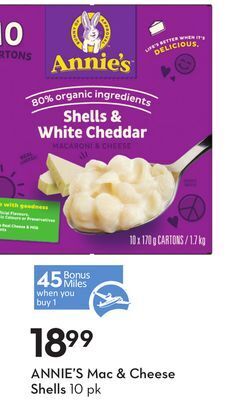 Sobeys Annie's mac & cheese shells - 45 air miles® bonus miles offer