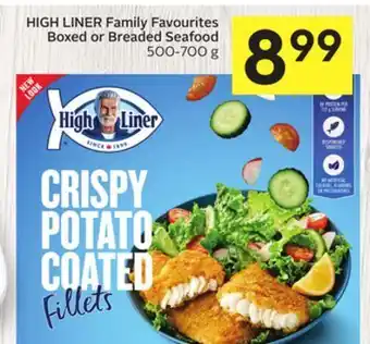 Foodland High liner family favourites boxed or breaded seafood 500-700 g offer