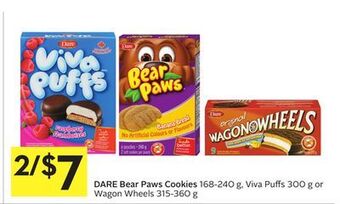 Foodland Dare bear paws cookies 168-240 g, viva puffs 300 g or wagon wheels 315-360 g offer