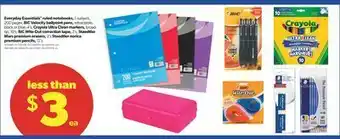 Real Canadian Superstore Everyday essentials™ ruled notebooks, 1 subject, 200 pages, bic velocity ballpoint pens, retractable, black or blue, 4's, cra offer