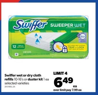Real Canadian Superstore Swiffer wet or dry cloth refills, 10-16's or duster kit, 1 ea offer