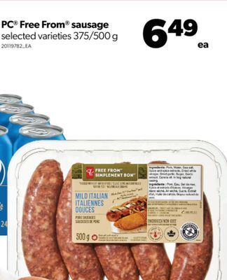 Real Canadian Superstore Pc® free from® sausage, 375/500 g offer
