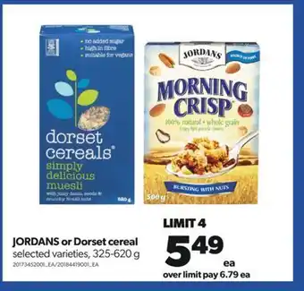 Real Canadian Superstore Jordans or dorset cereal, 325-620 g offer