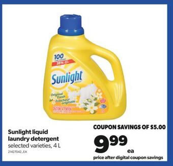 Real Canadian Superstore Sunlight liquid laundry detergent, 4 l offer