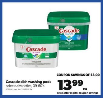 Real Canadian Superstore Cascade dish washing pods, 39-60's offer