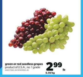 Real Canadian Superstore Green or red seedless grapes offer