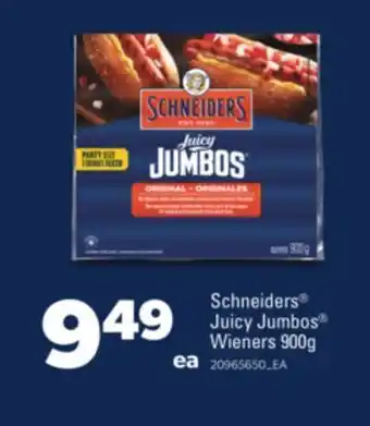 Real Canadian Superstore Schneiders® juicy jumbos® wieners, 900g offer