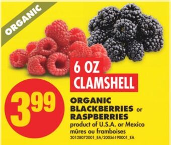 No Frills Organic blackberries or raspberries, 6 oz clamshell offer