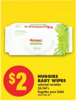 No Frills Huggies baby wipes, 56/64's offer