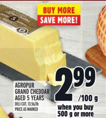 Metro Agropur grand cheddar aged 5 years offer