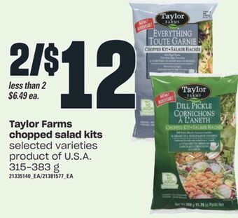 Independent Grocer Taylor farms chopped salad kits, 315-383 g offer