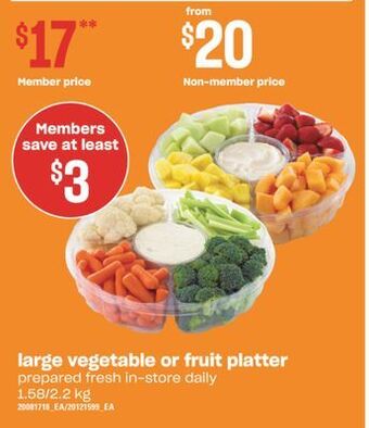 Independent Grocer Large vegetable or fruit platter, 1.58/2.2 kg offer