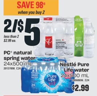 Independent Grocer Pc® natural spring water, 24x500 ml offer
