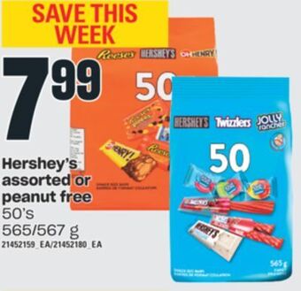 Independent Grocer Hershey's assorted or peanut free, 50's, 565/567 g offer