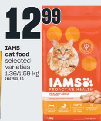 Independent Grocer Iams cat food, 1.36/1.59 kg offer