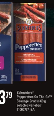 Independent Grocer Schneiders® pepperettes on-the-go™ sausage snacks, 60 g offer