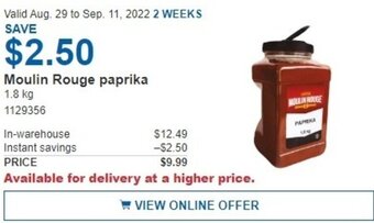 Costco Moulin Rouge Paprika 1.8 kg offer