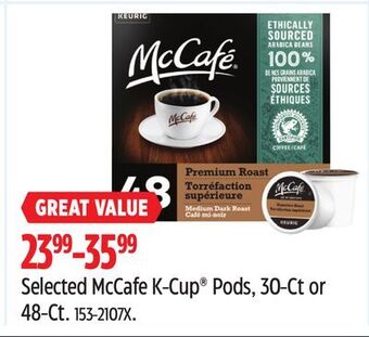 Canadian Tire Selected mccafe k-cup® pods offer