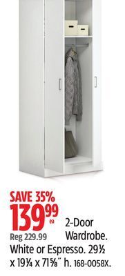 Canadian Tire Sauder 2-door wardrobe offer