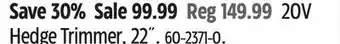 Canadian Tire Yardworks 20v hedge trimmer offer
