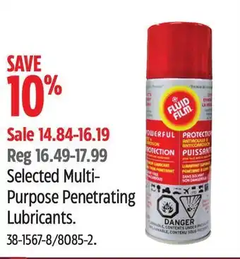 Canadian Tire Fluid film selected multi-purpose penetrating lubricants offer