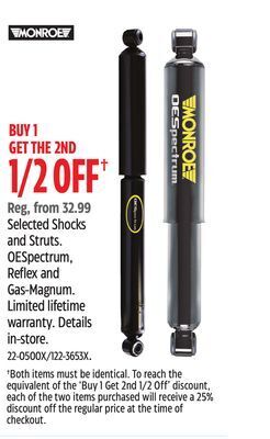 Canadian Tire Monroe selected shocks and struts offer