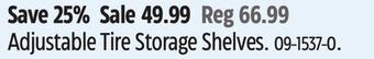 Canadian Tire Motomaster adjustable tire storage shelves offer