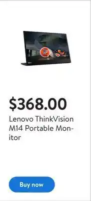 Walmart Lenovo thinkvision m14 portable monitor offer