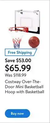 Walmart Costway over-the-door mini basketball hoop with basketball offer