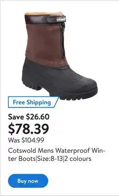 Walmart Cotswold mens waterproof winter boots|size:8-13|2 colours offer