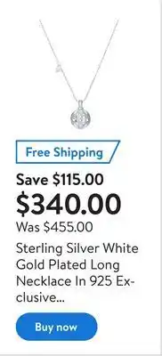 Walmart Sterling silver white gold plated long necklace in 925 exclusive colorful world pendant offer