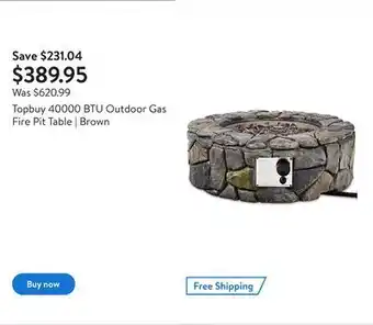 Walmart Topbuy 40000 btu outdoor gas fire pit table | brown offer