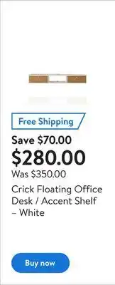 Walmart Crick floating office desk / accent shelf – white offer
