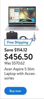 Walmart Acer aspire 5 slim laptop with accessories offer