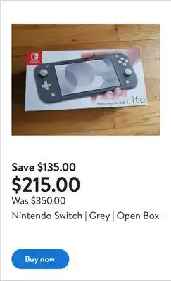 Walmart Nintendo switch | grey | open box offer