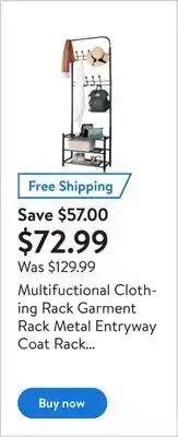 Walmart Multifuctional clothing rack garment rack metal entryway coat rack 3-tier shoe bench with 18 hooks offer