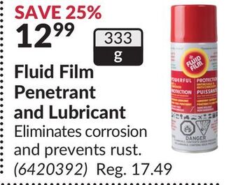Princess Auto Fluid film penetrant and lubricant offer