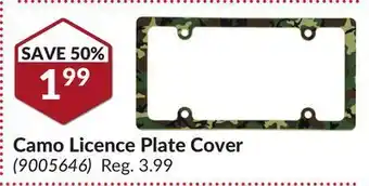 Princess Auto Camo licence plate cover offer