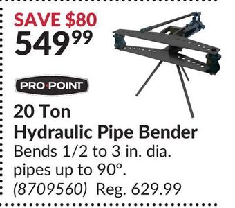 Princess Auto 20 ton hydraulic pipe bender offer
