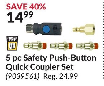 Princess Auto 5 pc safety push-button quick coupler set offer