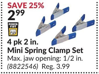 Princess Auto 4 pk 2 in. mini spring clamp set offer
