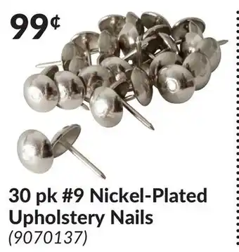 Princess Auto #9 nickel-plated upholstery nails offer