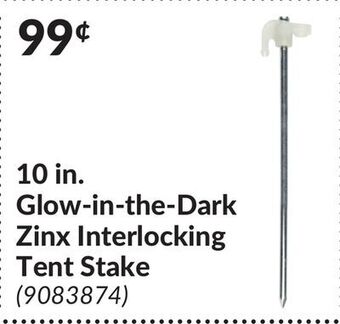 Princess Auto 10 in. glow-in-the-dark zinx interlocking tent stake offer