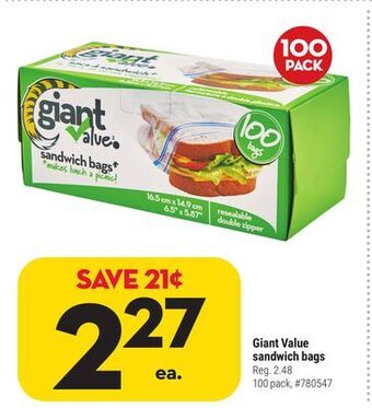 Giant Tiger Giant value sandwich bags offer