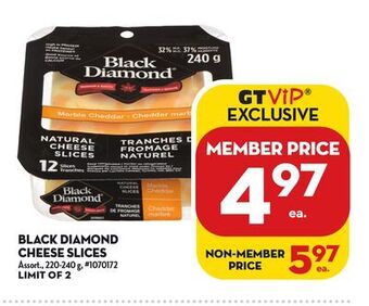 Giant Tiger Black diamond cheese slices offer