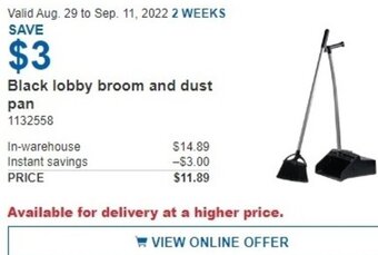 Costco Black Lobby Broom And Dust Pan offer