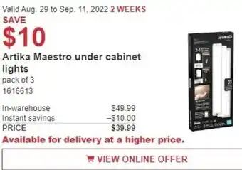 Costco Artika Maestro Under Cabinet Lights offer
